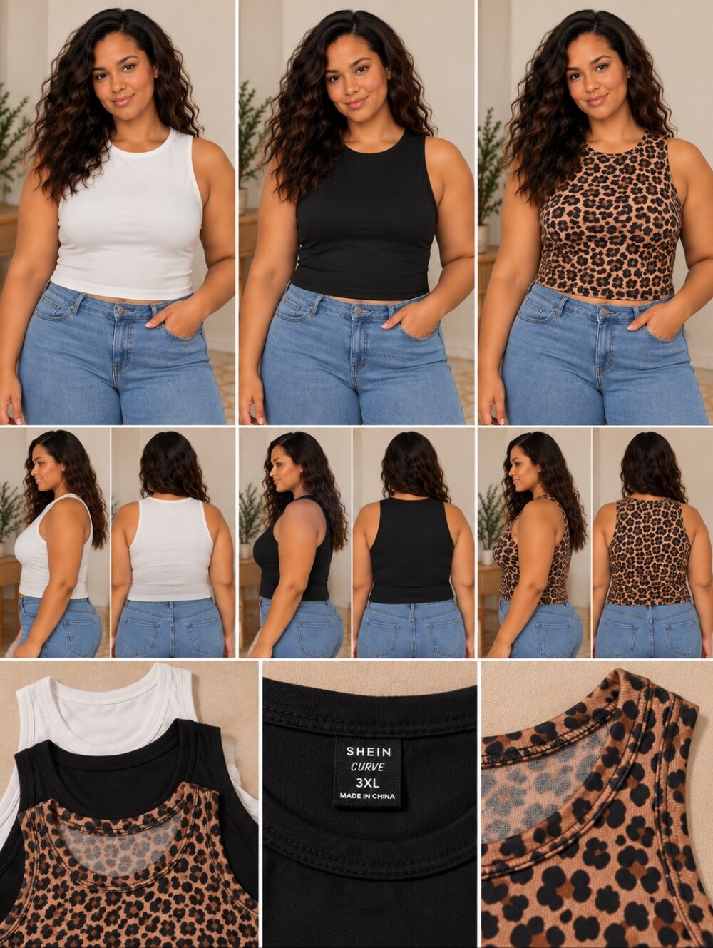 SHEIN Curve 3-Pack Fitted Tank Tops – Size 3XL